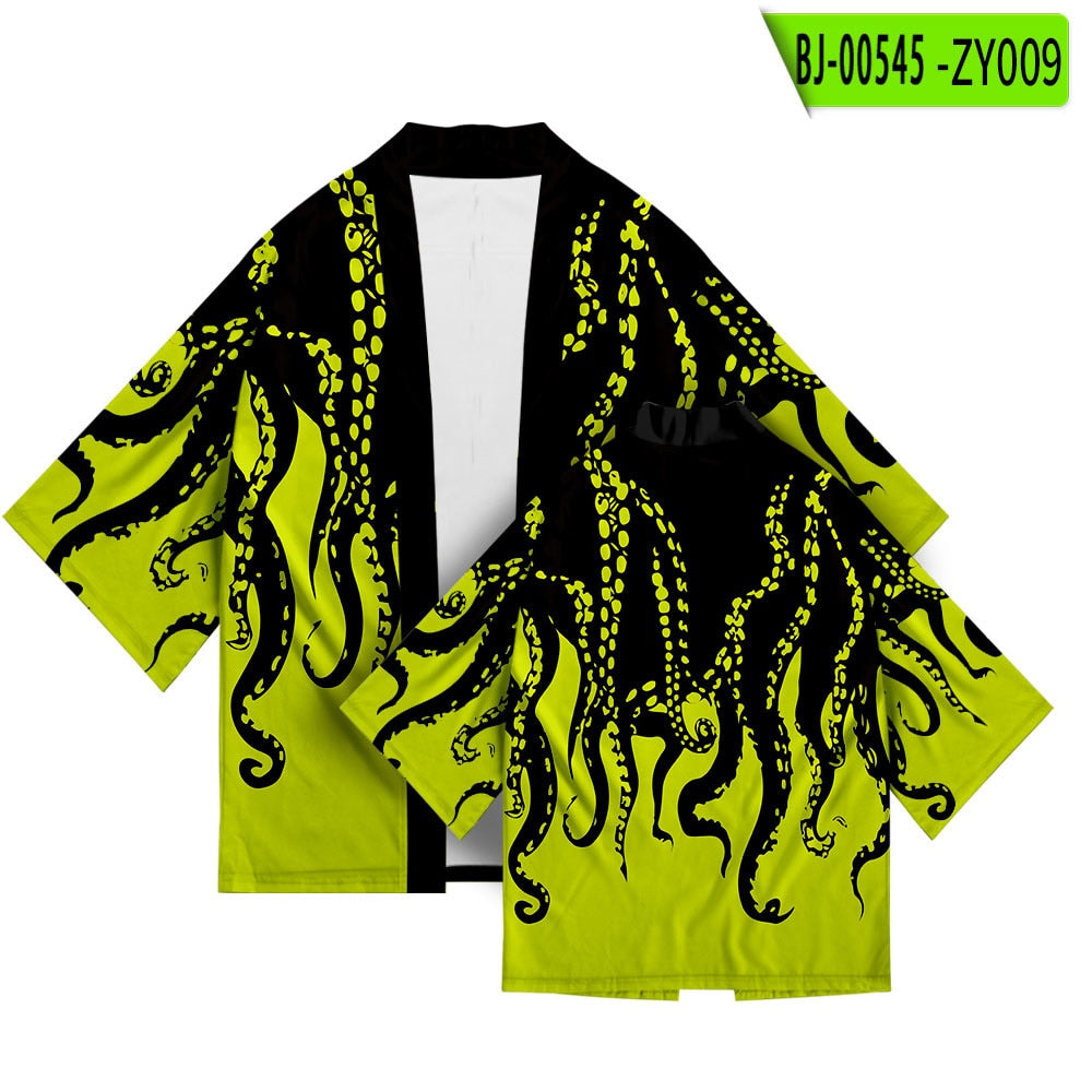 Octopus Print Loose Japanese Streetwear, Unisex - thebodymindsoulshop