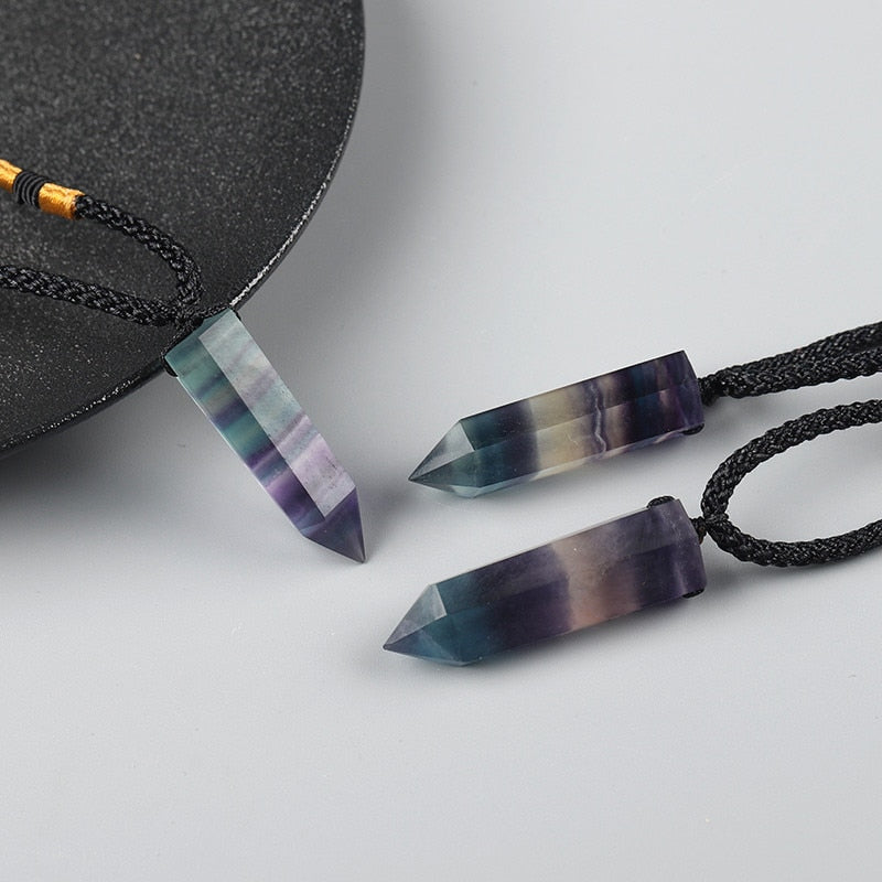 Fluorite  Crystal Point Wand Pendant - thebodymindsoulshop