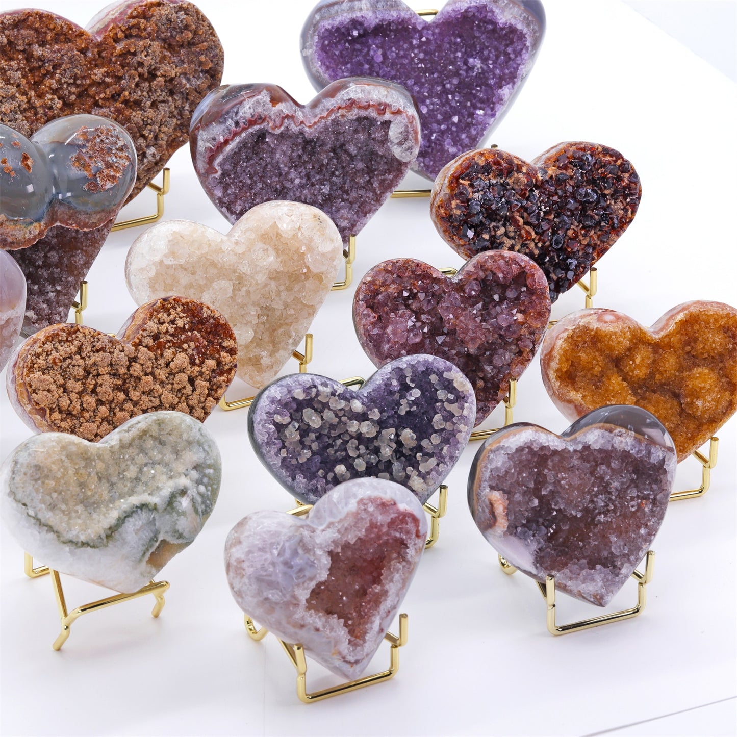 Heart Magic Stone Geodes (various gem types) - thebodymindsoulshop