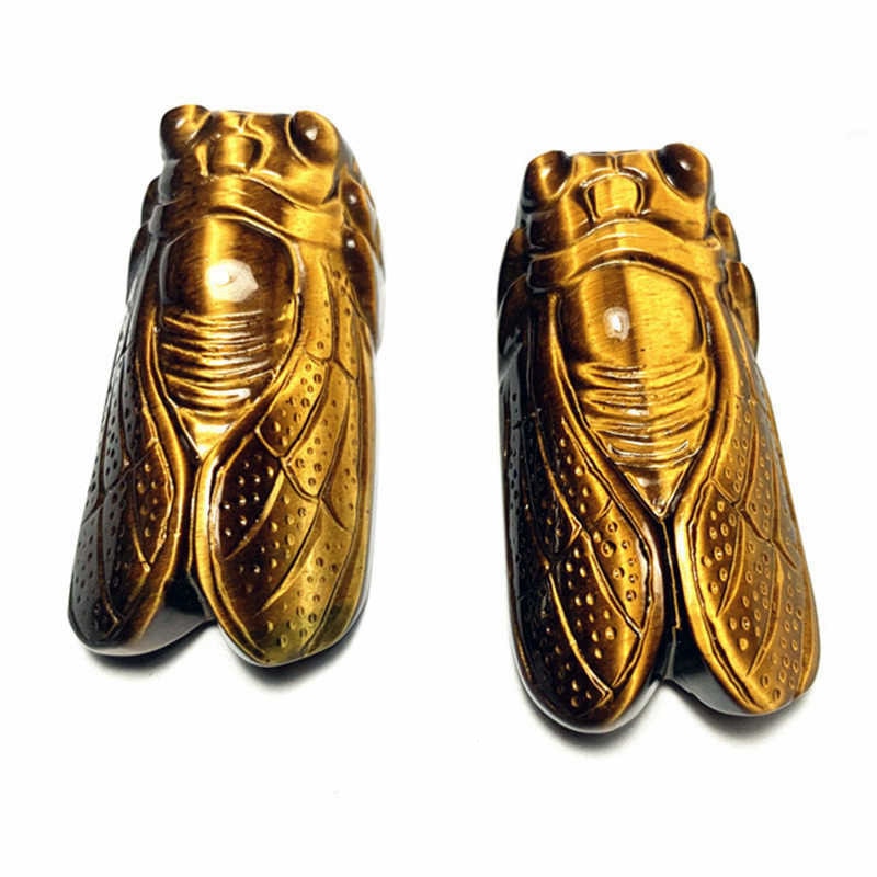 Tiger Eye Rock Cicada Carving - thebodymindsoulshop