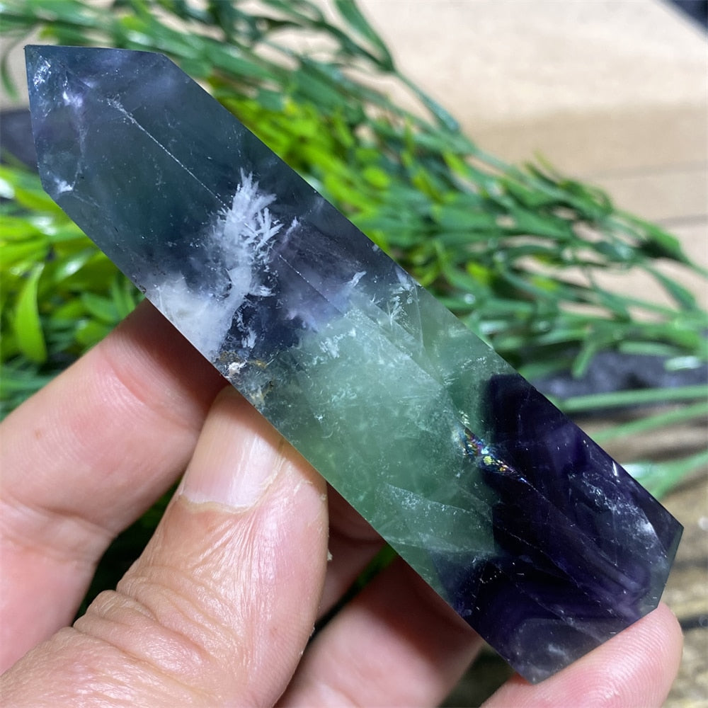 Feather Fluorite Natural Crystal Wand - thebodymindsoulshop