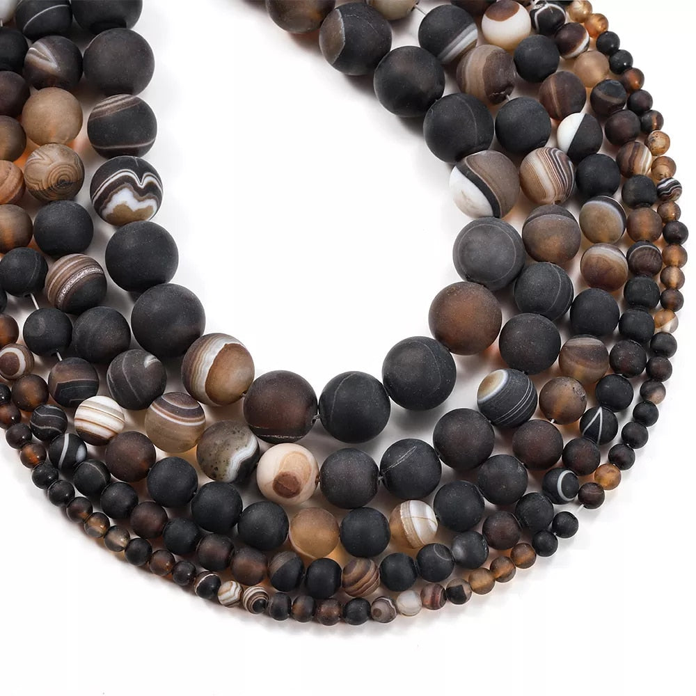 Natural Stone Matte Agate Beads for jewelry making - thebodymindsoulshop