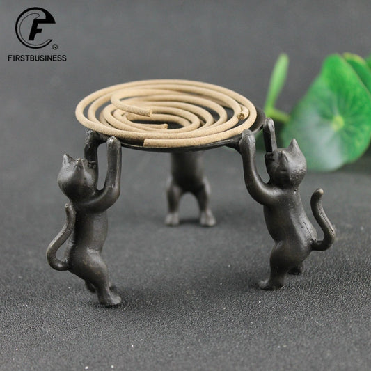 Three Brass Cats Candle Holder - thebodymindsoulshop