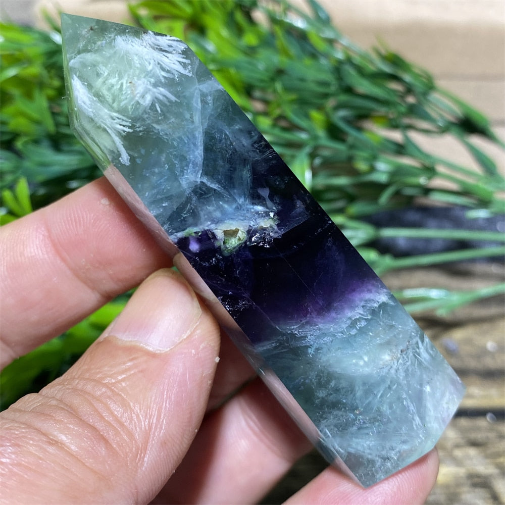 Feather Fluorite Natural Crystal Wand - thebodymindsoulshop