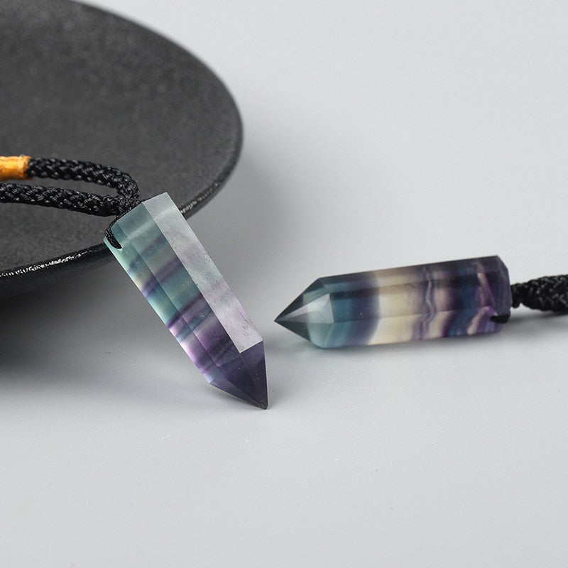 Fluorite  Crystal Point Wand Pendant - thebodymindsoulshop