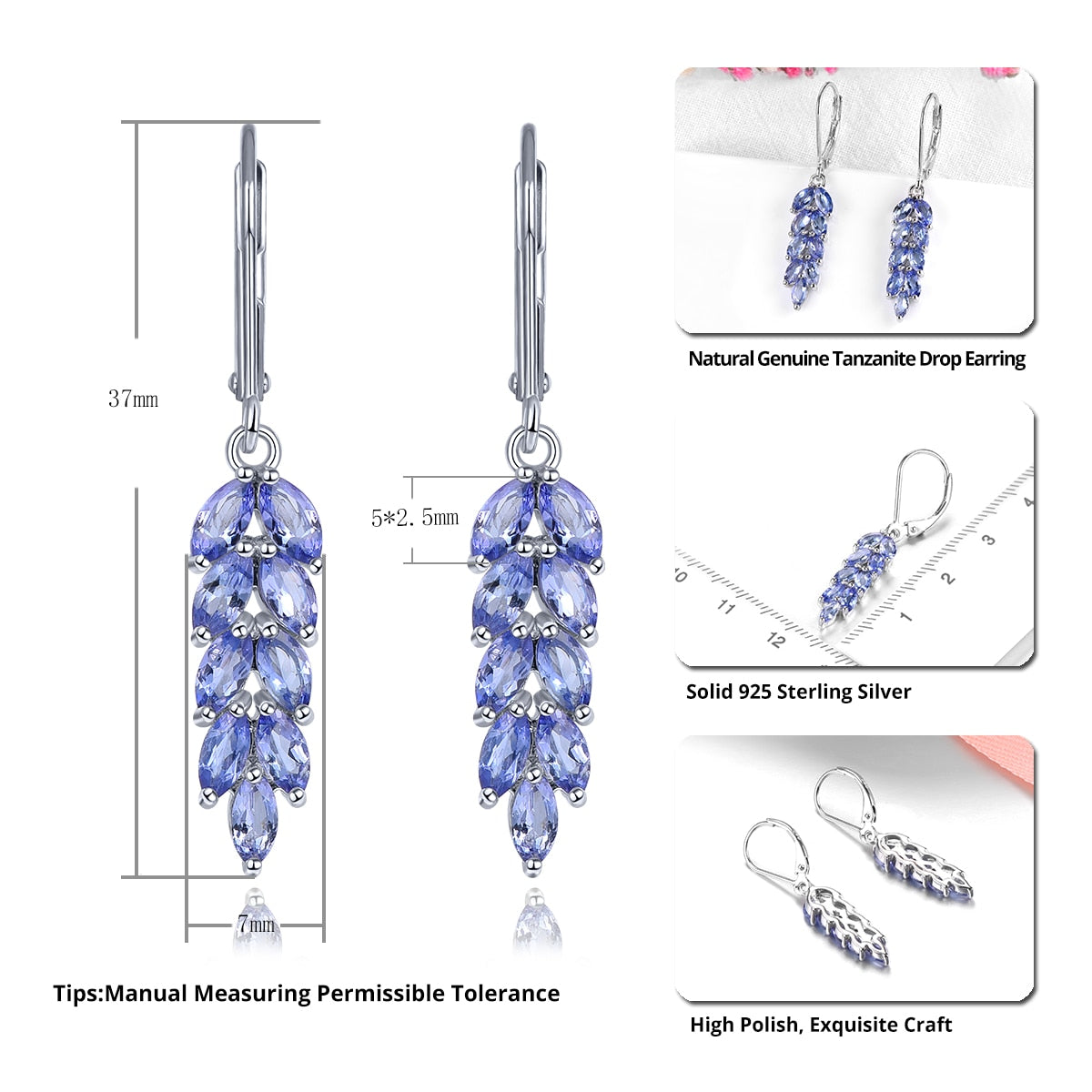 Tanzanite Sterling Silver Drop Earrings - thebodymindsoulshop