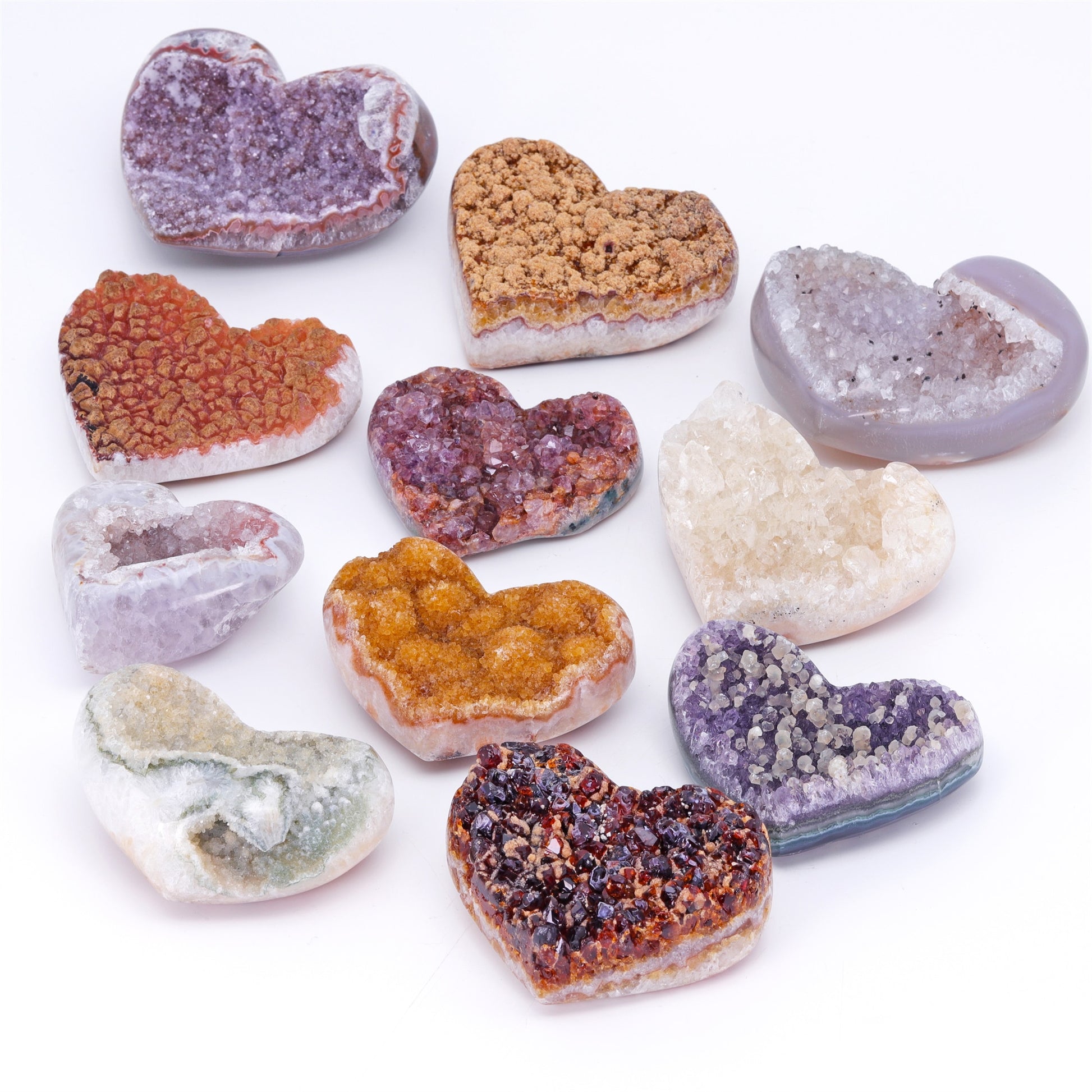 Heart Magic Stone Geodes (various gem types) - thebodymindsoulshop