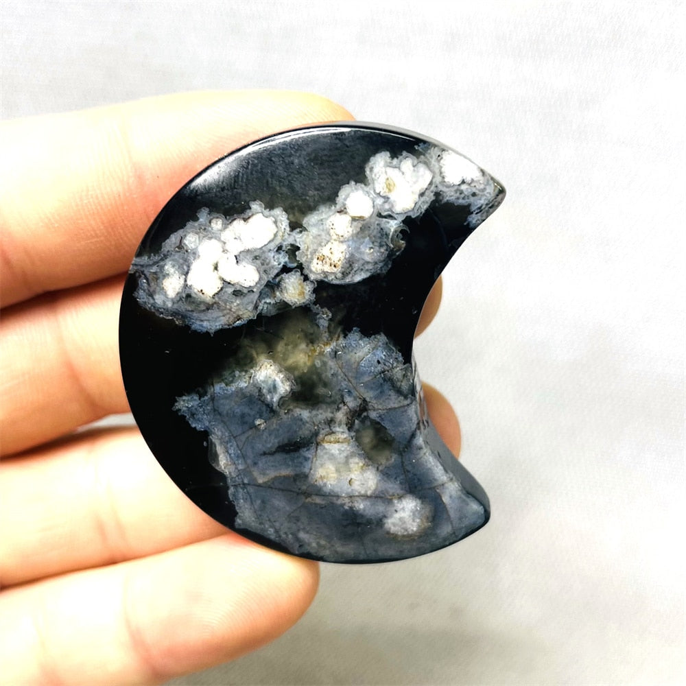 Black Sakura Agate Moon - thebodymindsoulshop