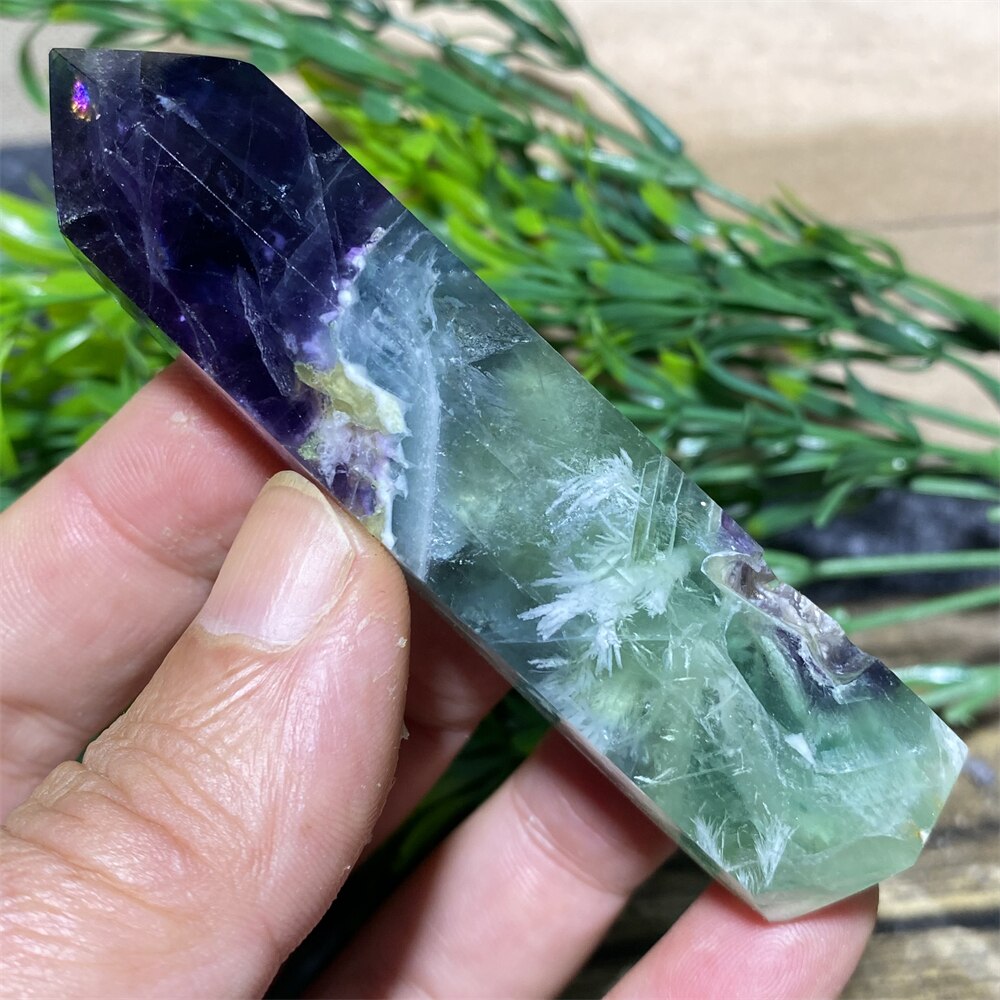 Feather Fluorite Natural Crystal Wand - thebodymindsoulshop