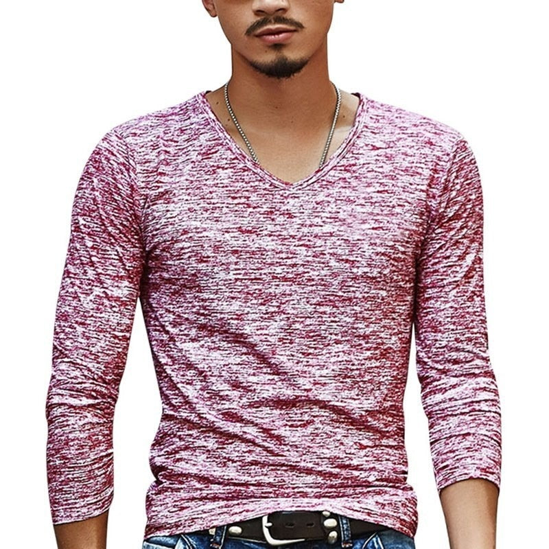 Men's Casual T Shirts, Long/short Sleeve V neck Slim fit - thebodymindsoulshop