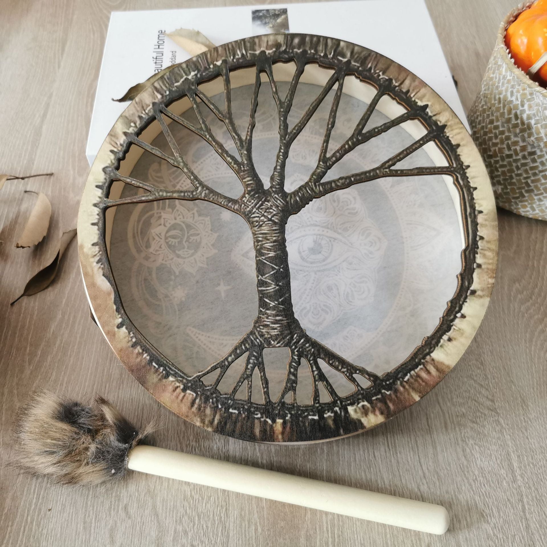 Handmade Shaman Drum, Alchemical Moon - thebodymindsoulshop