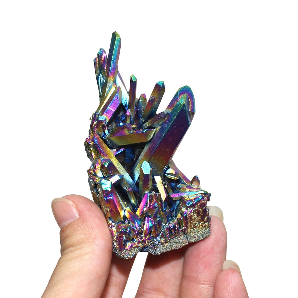 Rainbow Aura Quartz Crystal Cluster - thebodymindsoulshop