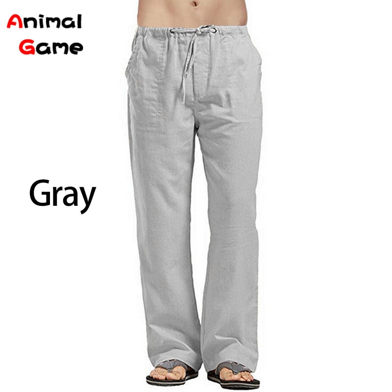 Linen Wide Men's Pants, Yoga Pants - thebodymindsoulshop