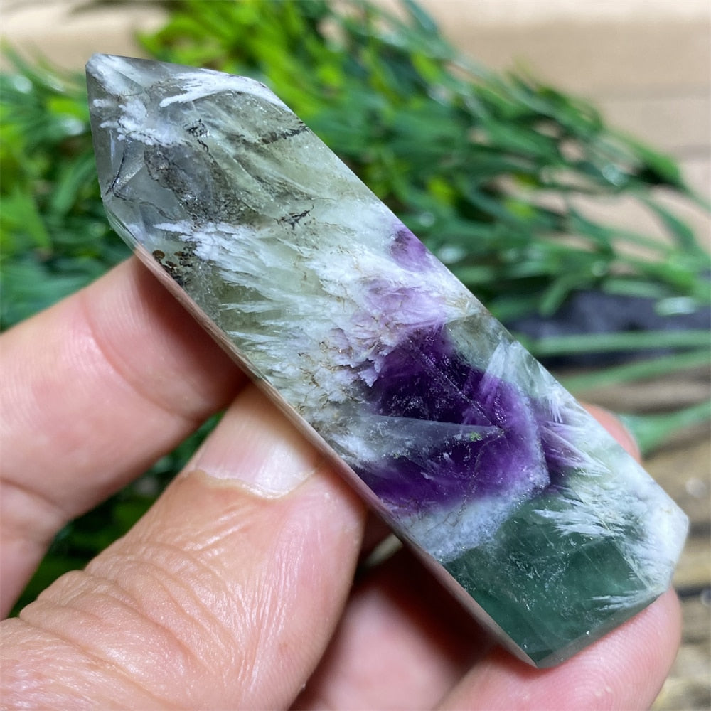 Feather Fluorite Natural Crystal Wand - thebodymindsoulshop