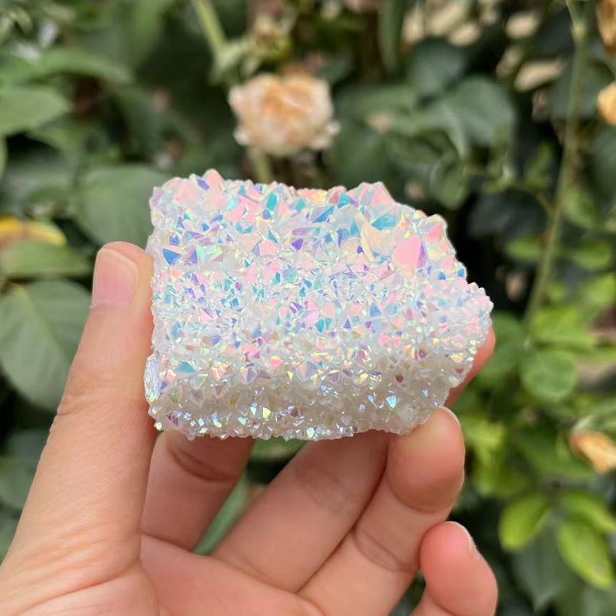 White Angel Aura Quartz Druzy Clusters - thebodymindsoulshop