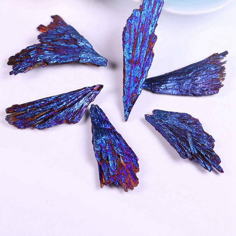 Rainbow Kyanite Titanium Peacock Feather Crystal - thebodymindsoulshop