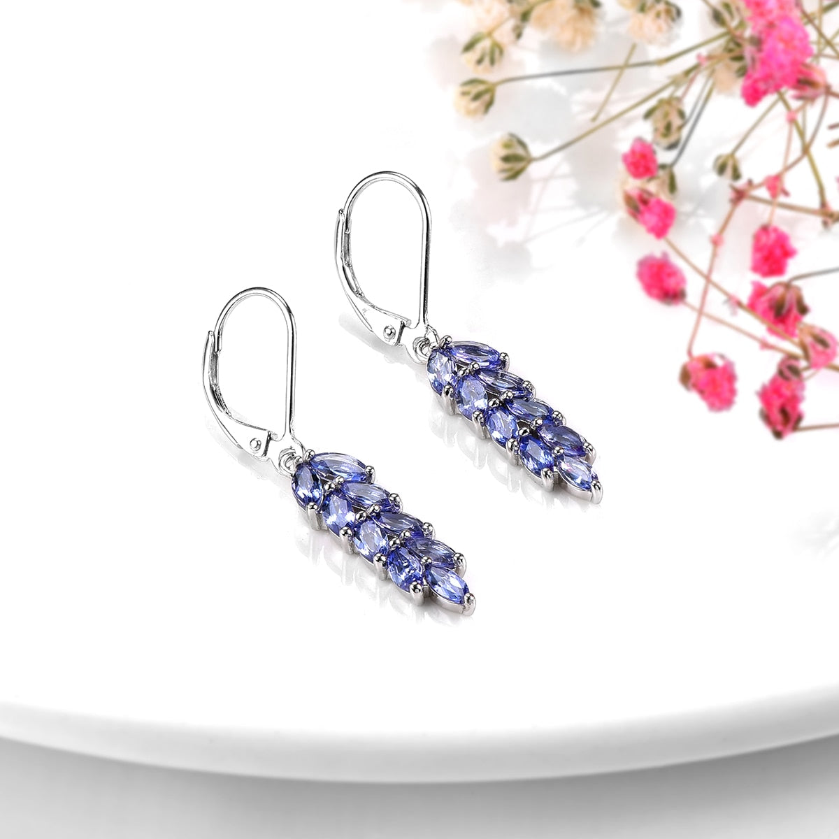 Tanzanite Sterling Silver Drop Earrings - thebodymindsoulshop