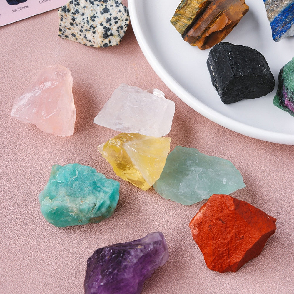 12pcs Rough Stone Collection Box, Reiki/Chakra - thebodymindsoulshop