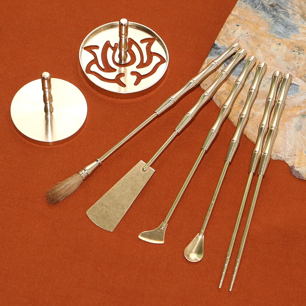 Copper Incense Tools Set w Ashes for Powder incense (various kits available) - thebodymindsoulshop