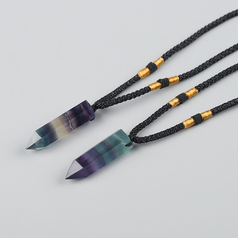 Fluorite  Crystal Point Wand Pendant - thebodymindsoulshop