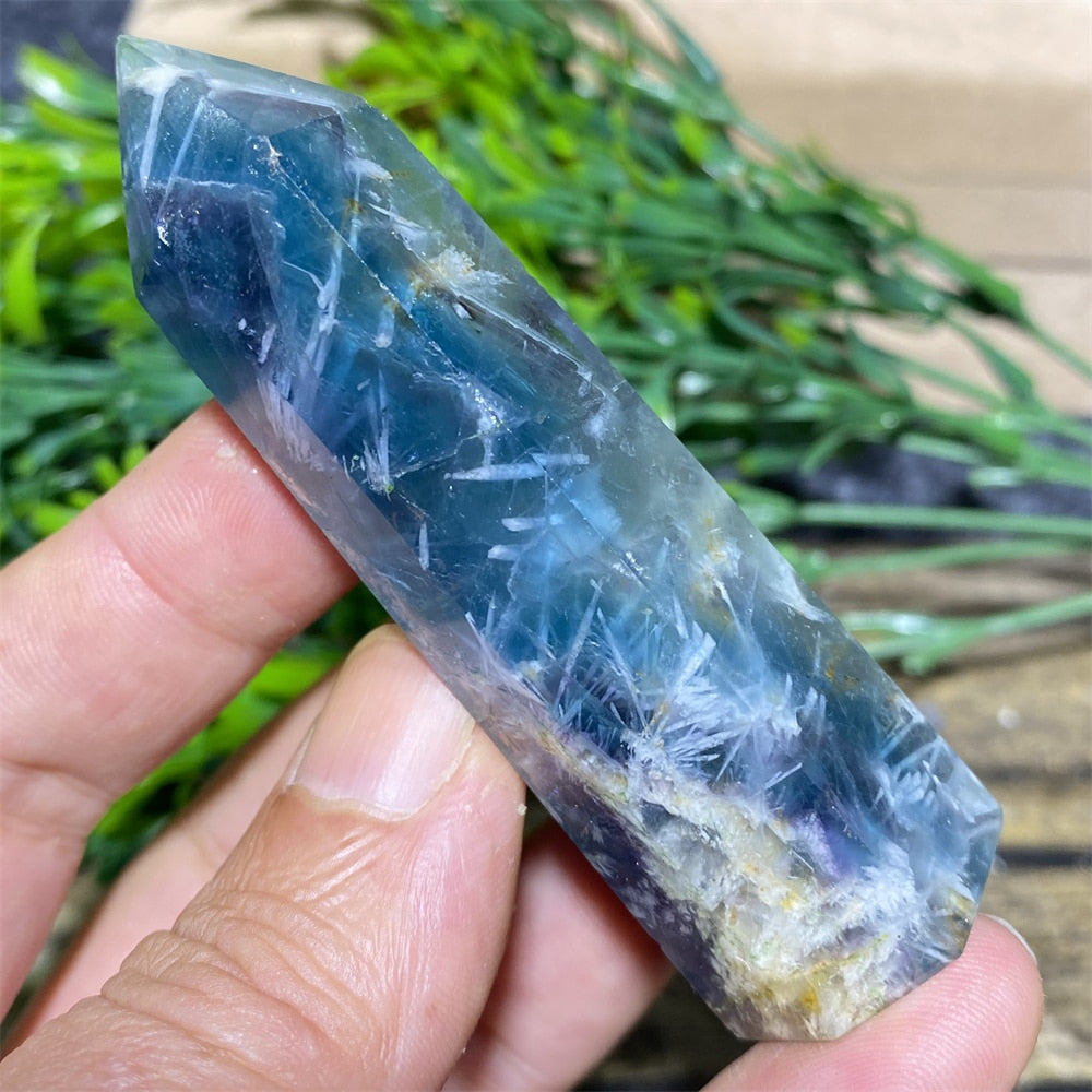 Feather Fluorite Natural Crystal Wand - thebodymindsoulshop