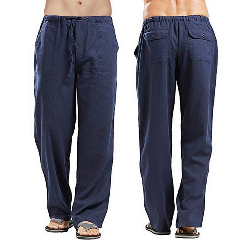 Linen Wide Men's Pants, Yoga Pants - thebodymindsoulshop