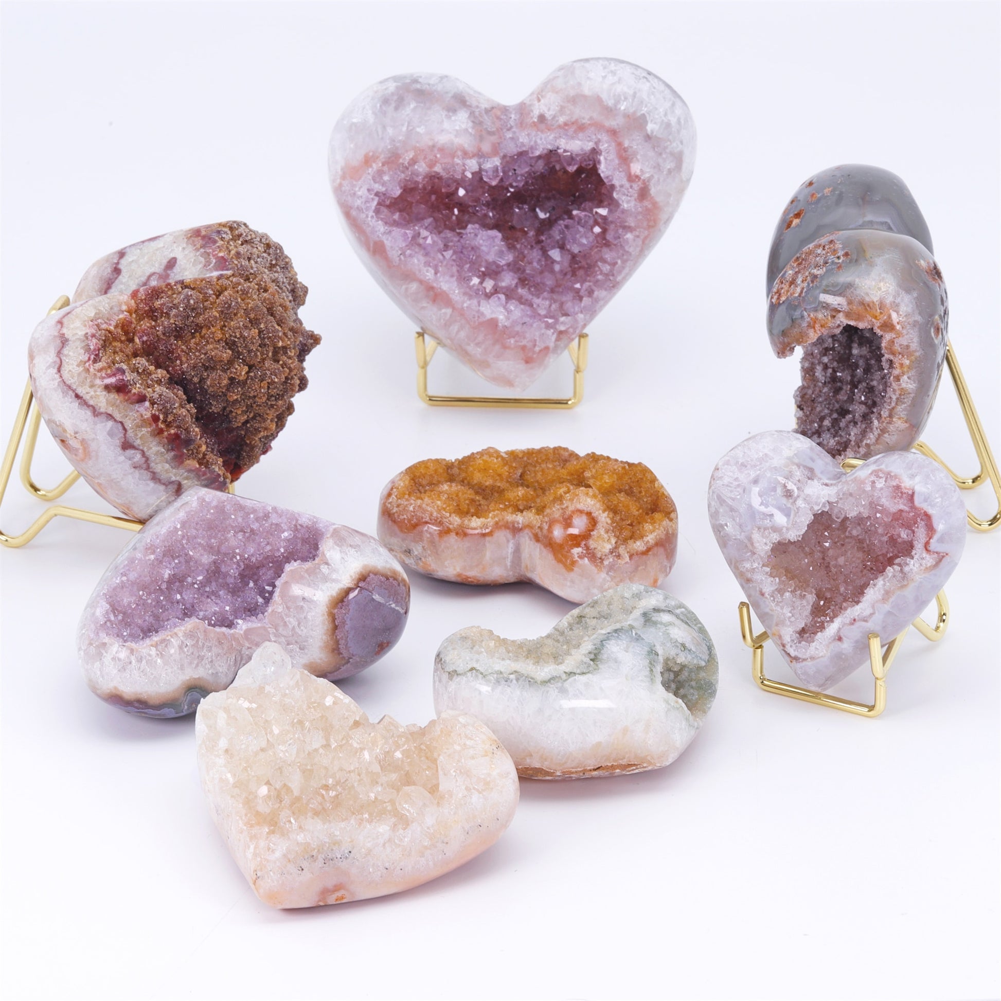 Heart Magic Stone Geodes (various gem types) - thebodymindsoulshop