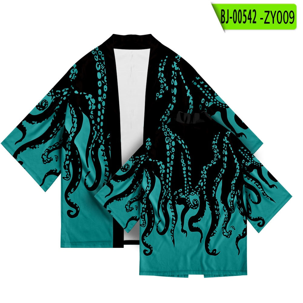 Octopus Print Loose Japanese Streetwear, Unisex - thebodymindsoulshop