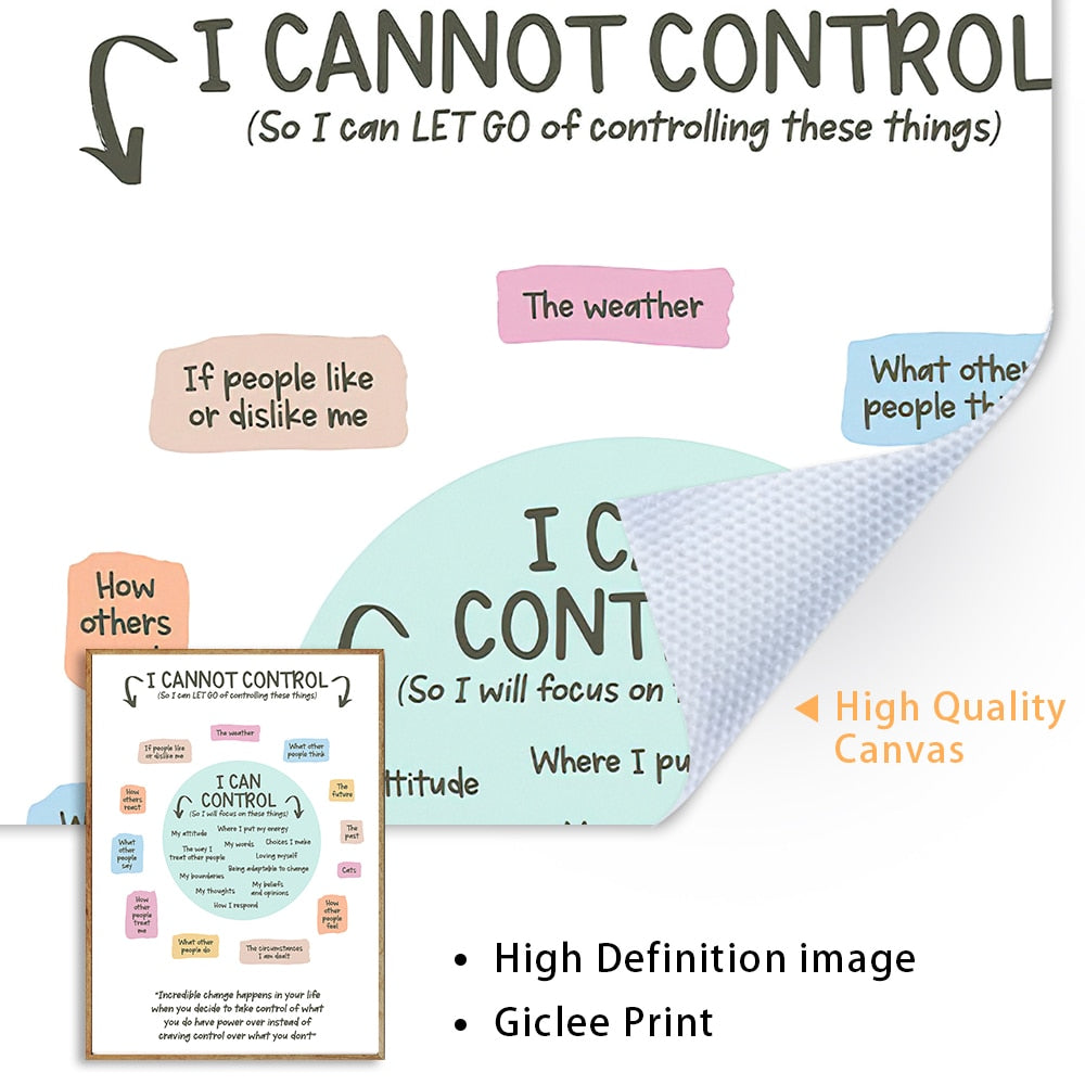 What I Can and Cannot Control Posters - thebodymindsoulshop