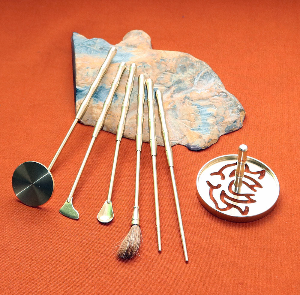 Copper Incense Tools Set w Ashes for Powder incense (various kits available) - thebodymindsoulshop