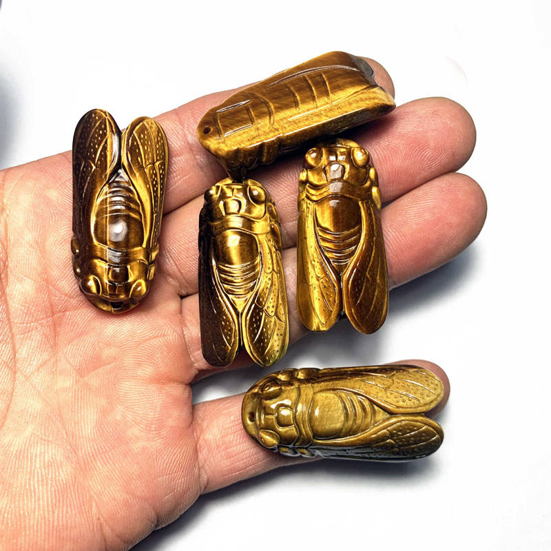 Tiger Eye Rock Cicada Carving - thebodymindsoulshop