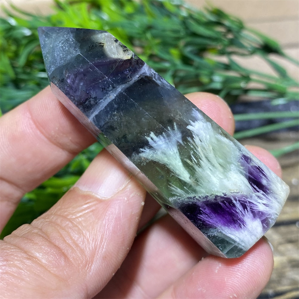 Feather Fluorite Natural Crystal Wand - thebodymindsoulshop