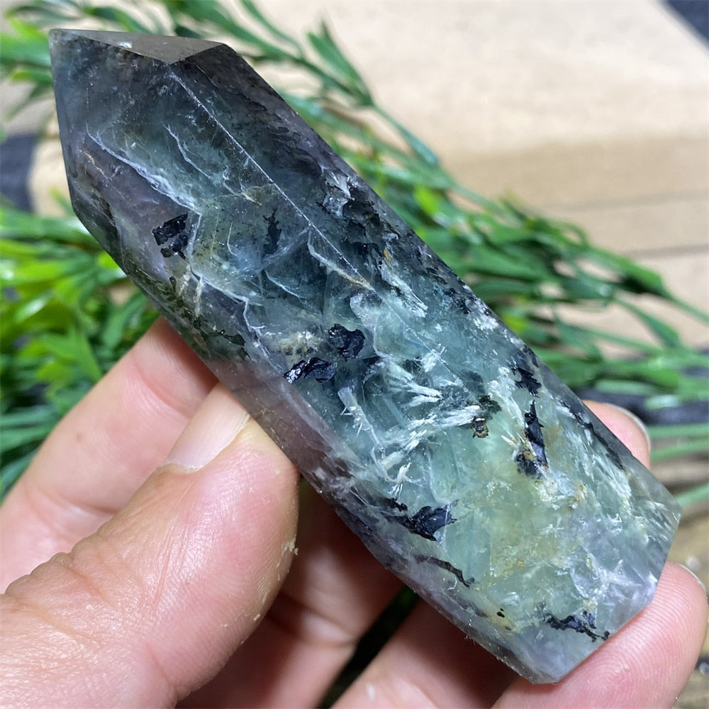 Feather Fluorite Natural Crystal Wand - thebodymindsoulshop