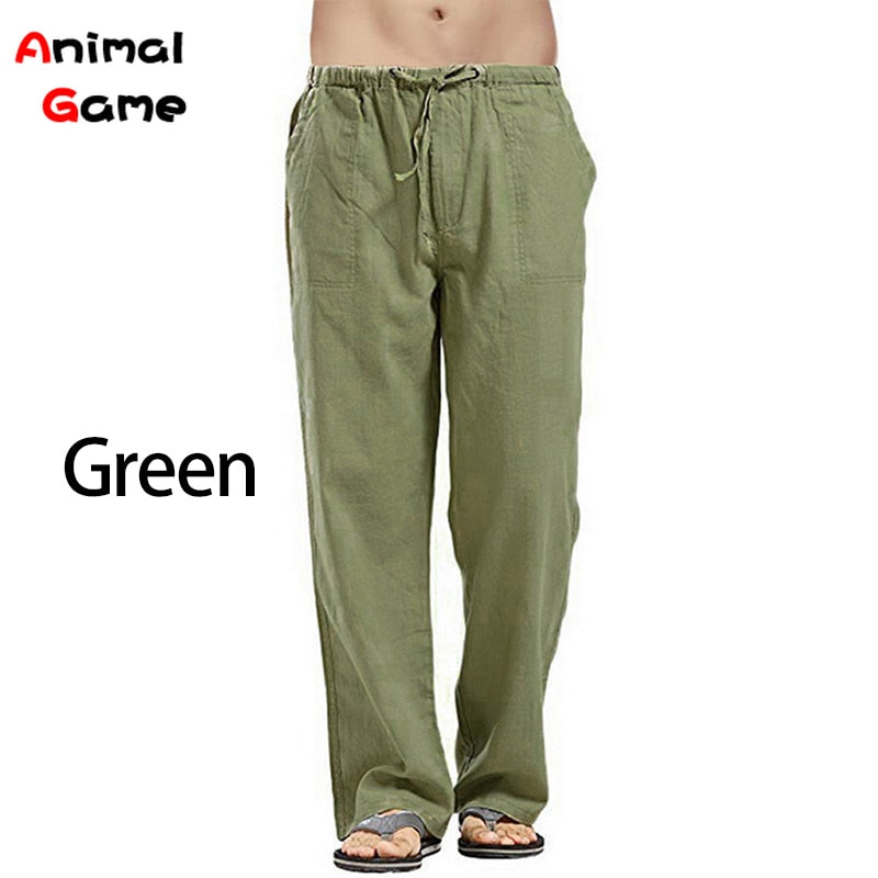 Linen Wide Men's Pants, Yoga Pants - thebodymindsoulshop