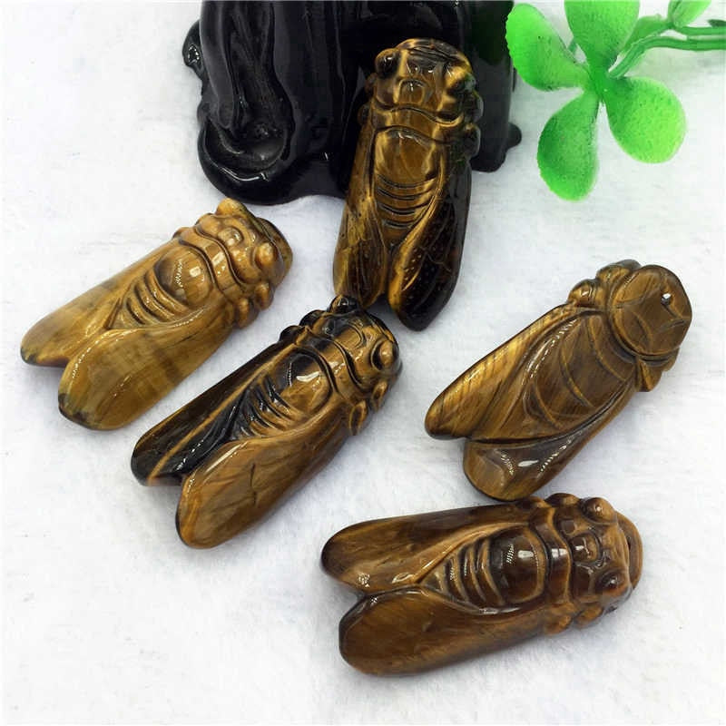 Tiger Eye Rock Cicada Carving - thebodymindsoulshop