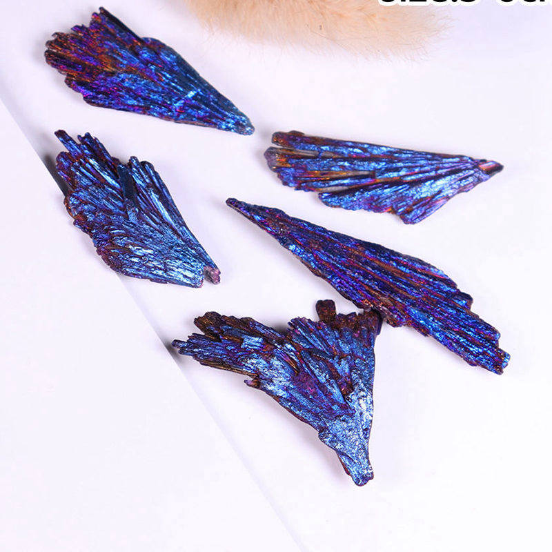 Rainbow Kyanite Titanium Peacock Feather Crystal - thebodymindsoulshop