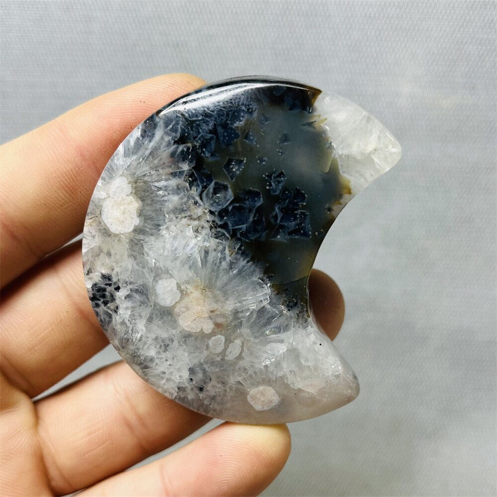 Black Sakura Agate Moon - thebodymindsoulshop