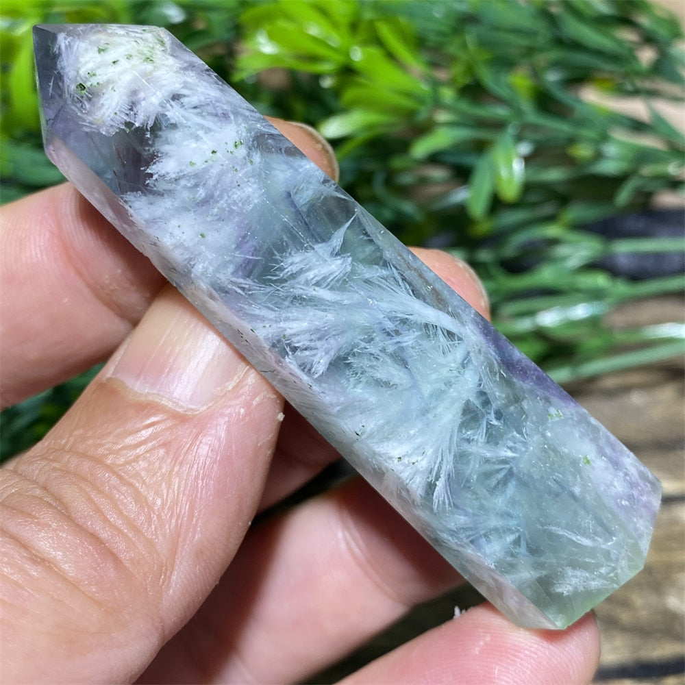 Feather Fluorite Natural Crystal Wand - thebodymindsoulshop