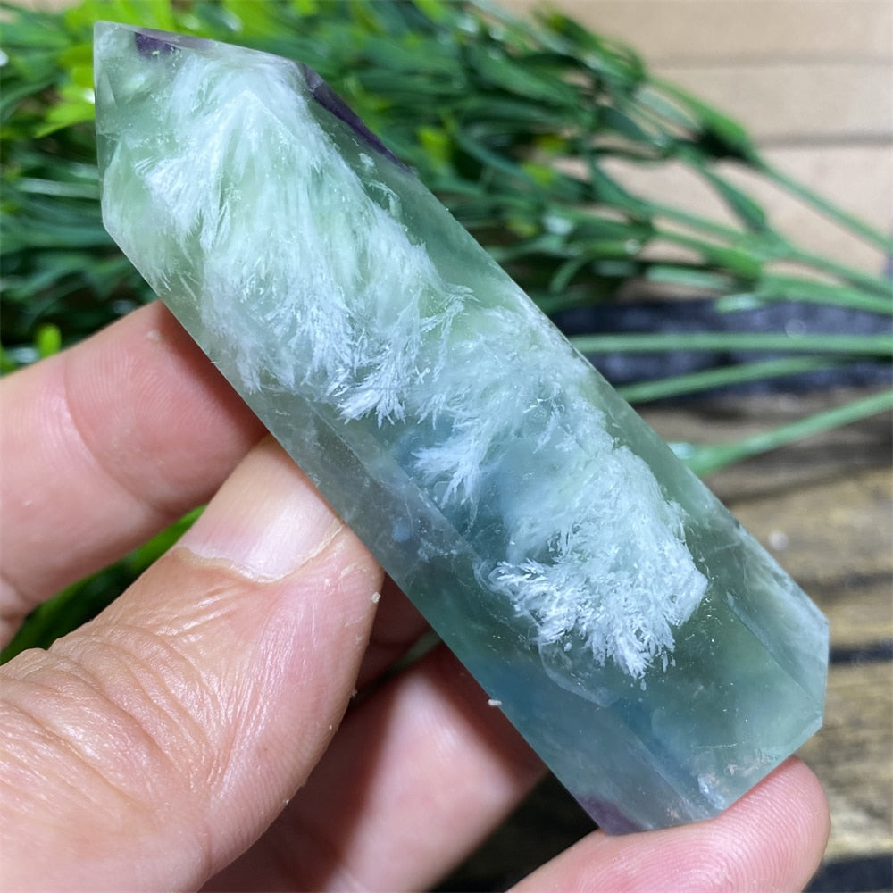 Feather Fluorite Natural Crystal Wand - thebodymindsoulshop