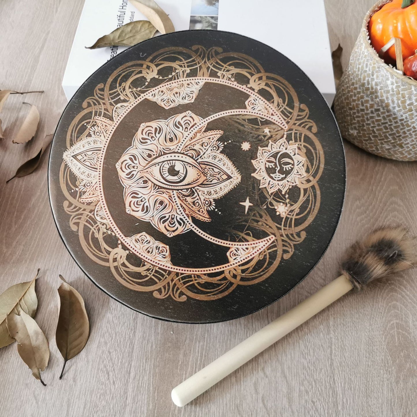 Handmade Shaman Drum, Alchemical Moon - thebodymindsoulshop