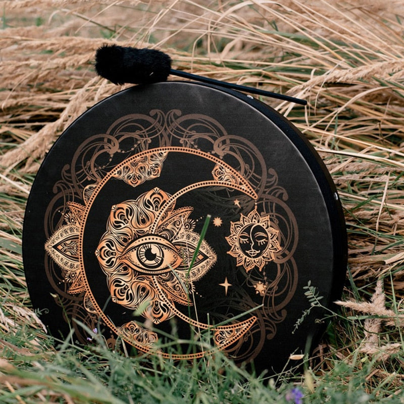 Handmade Shaman Drum, Alchemical Moon - thebodymindsoulshop