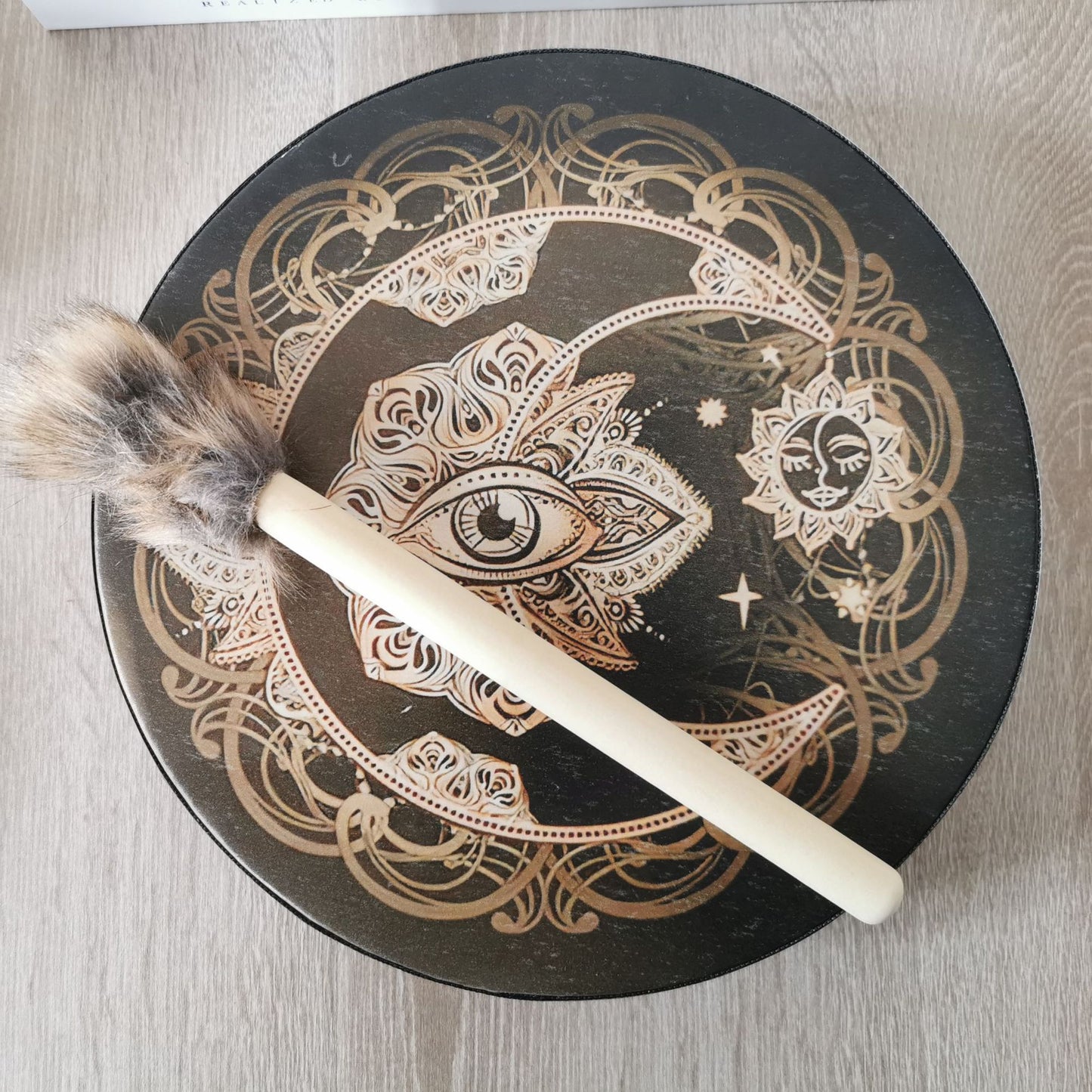 Handmade Shaman Drum, Alchemical Moon - thebodymindsoulshop