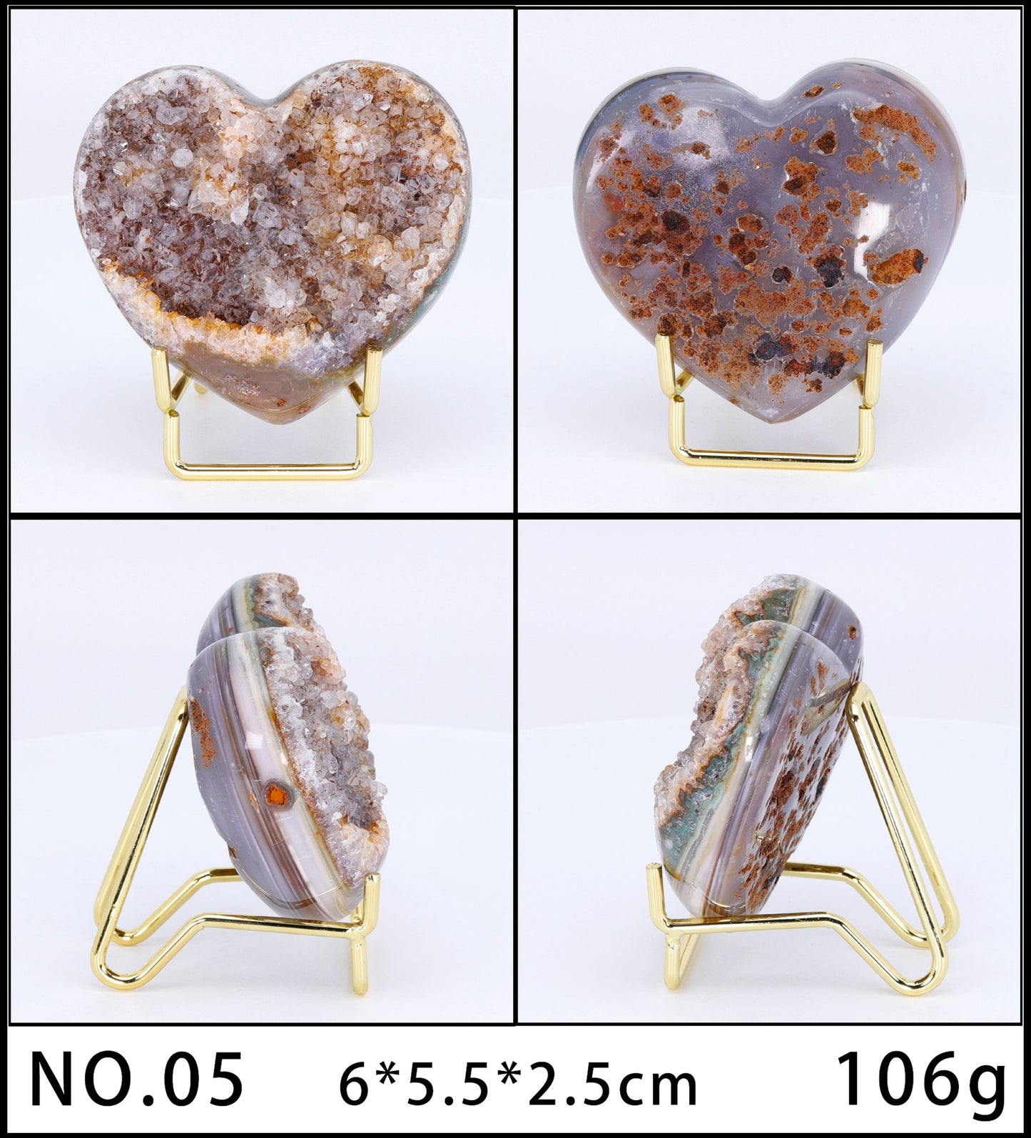 Heart Magic Stone Geodes (various gem types) - thebodymindsoulshop