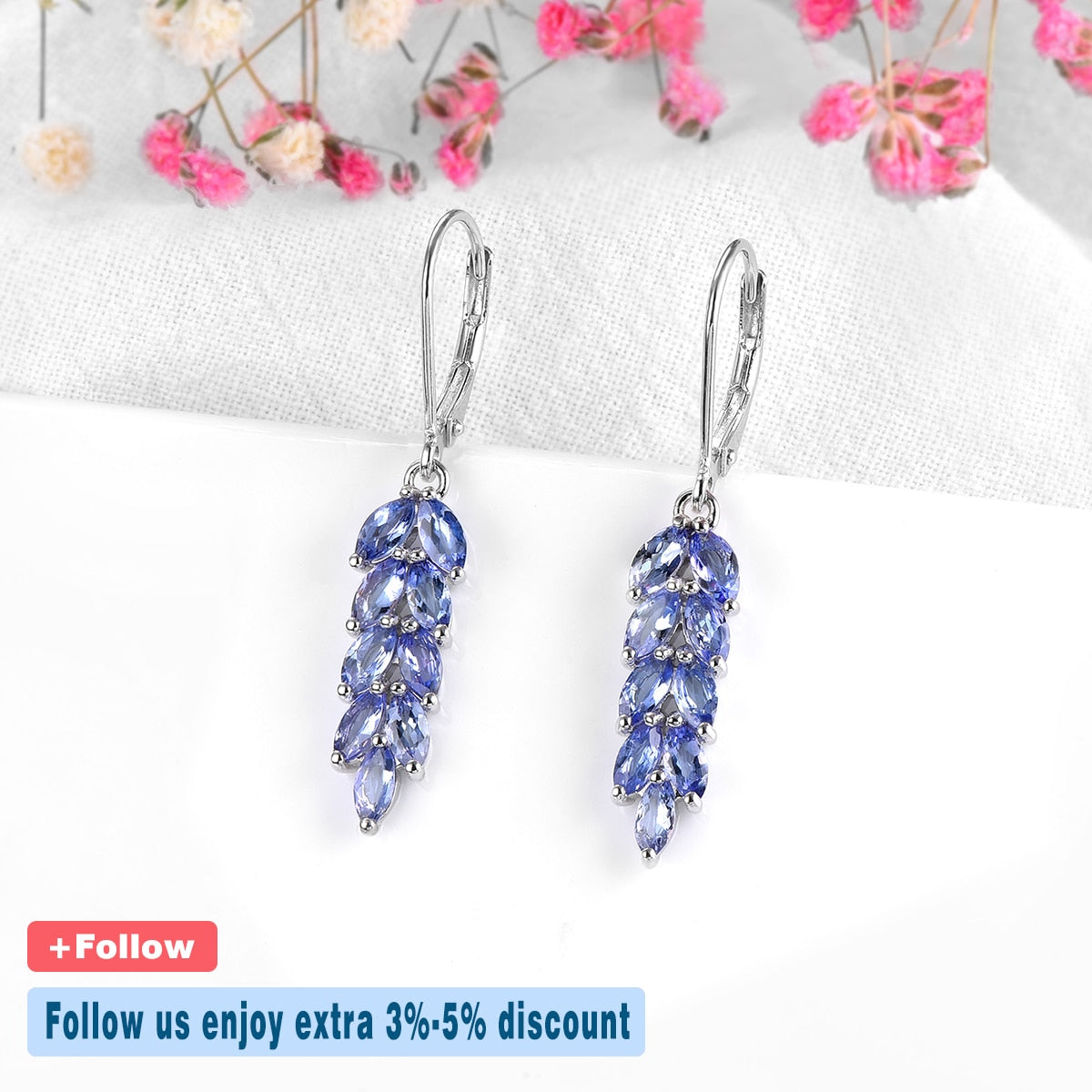 Tanzanite Sterling Silver Drop Earrings - thebodymindsoulshop