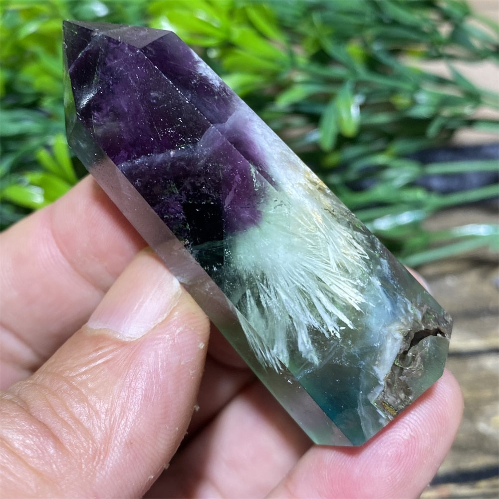 Feather Fluorite Natural Crystal Wand - thebodymindsoulshop