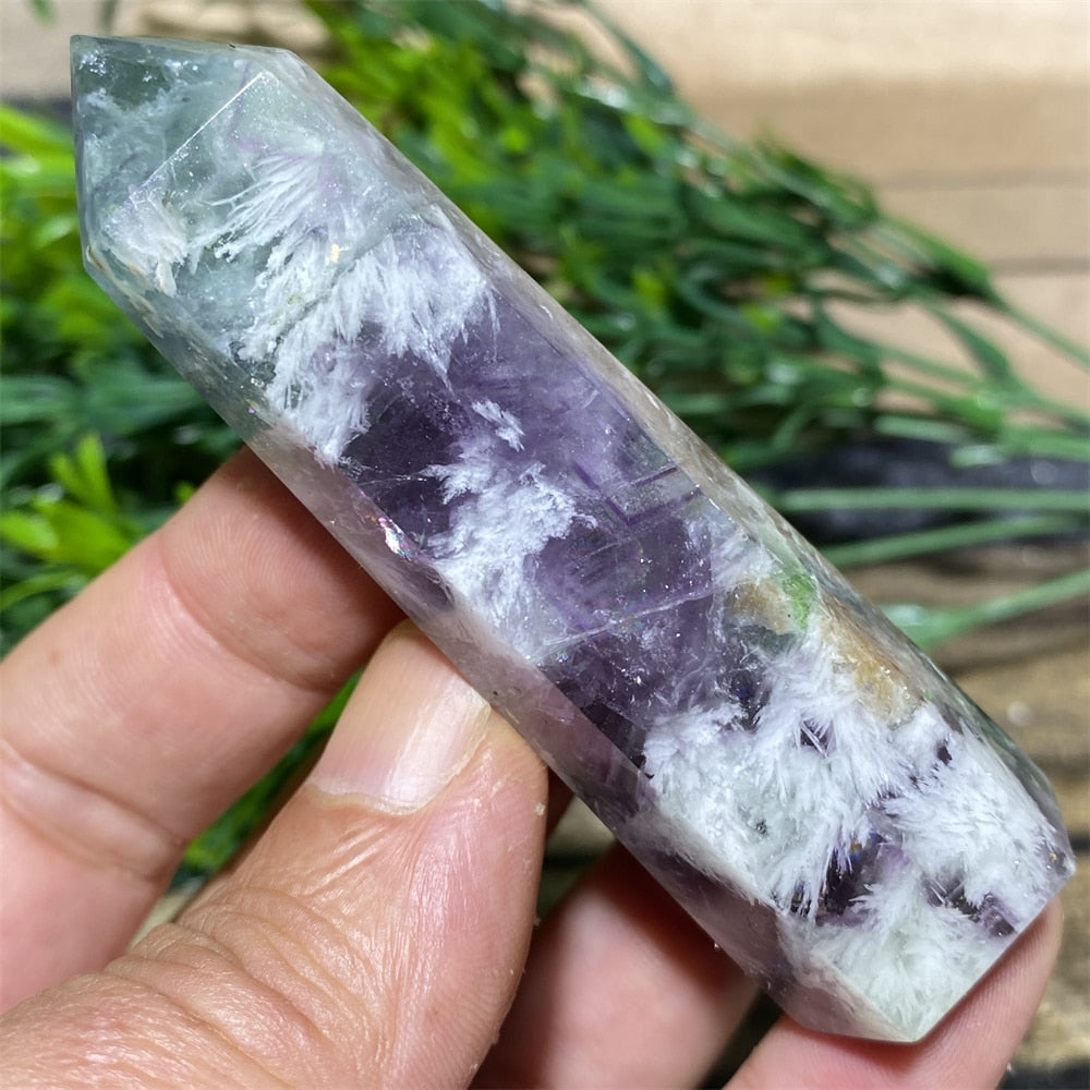 Feather Fluorite Natural Crystal Wand - thebodymindsoulshop