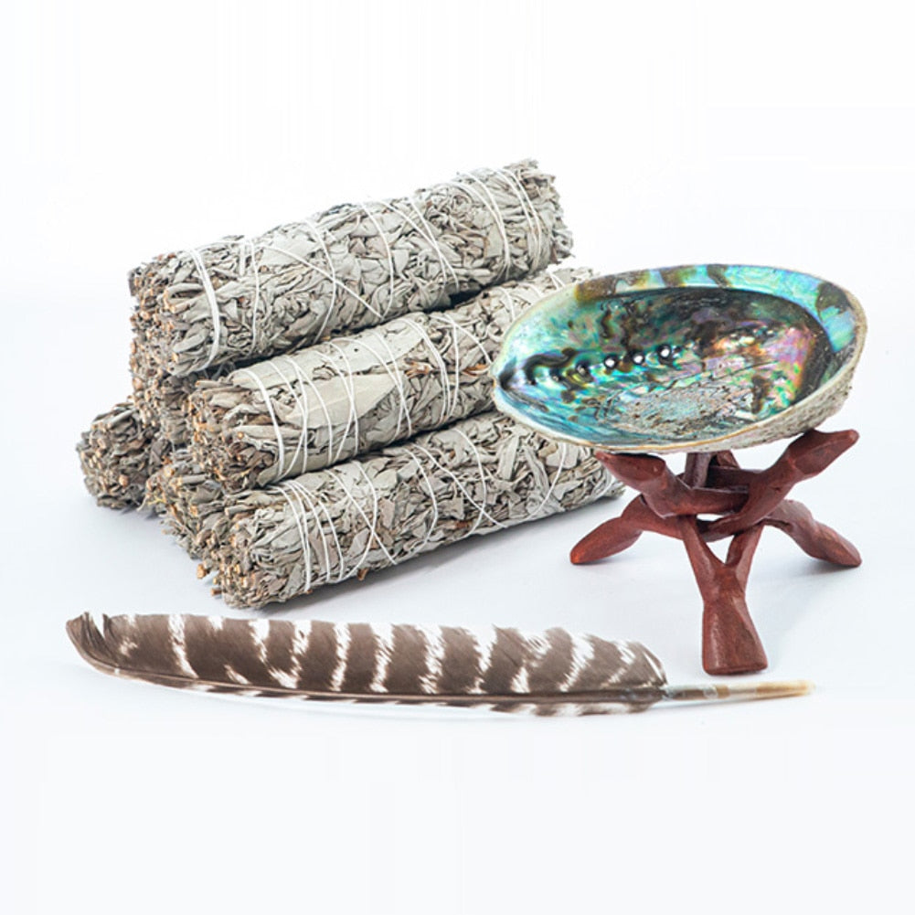 Abalone Shell Kit Wooden Tripod Stand Holder - thebodymindsoulshop