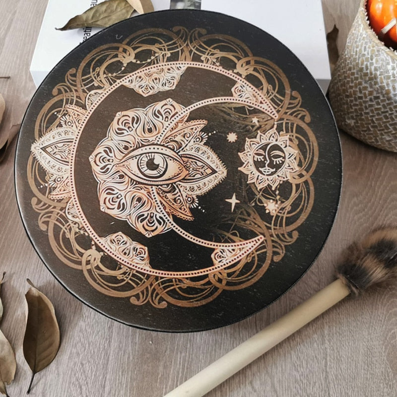 Handmade Shaman Drum, Alchemical Moon - thebodymindsoulshop