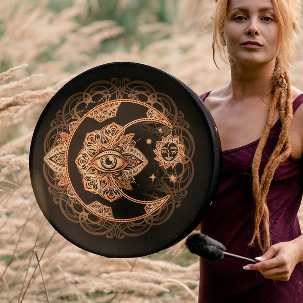 Handmade Shaman Drum, Alchemical Moon - thebodymindsoulshop