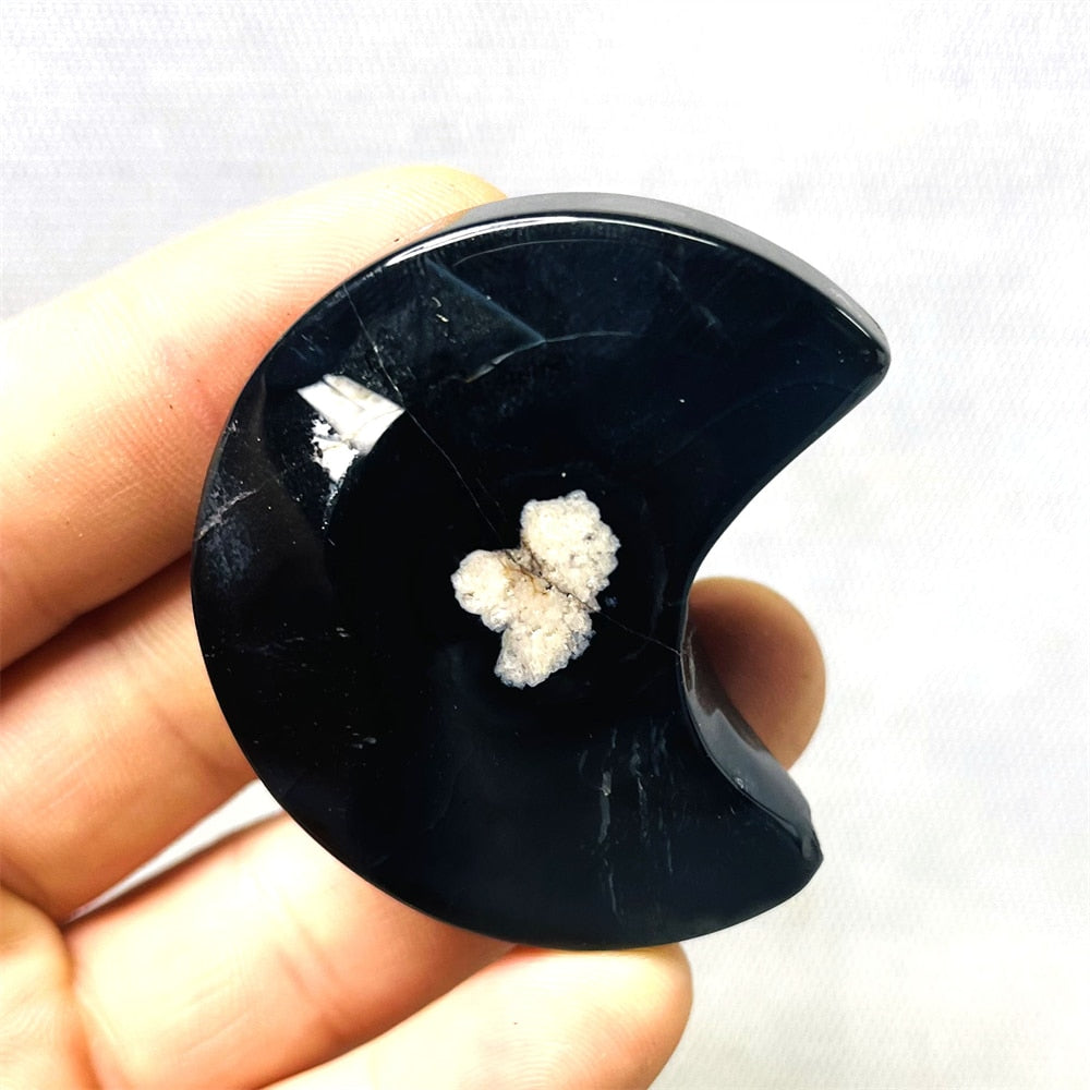 Black Sakura Agate Moon - thebodymindsoulshop